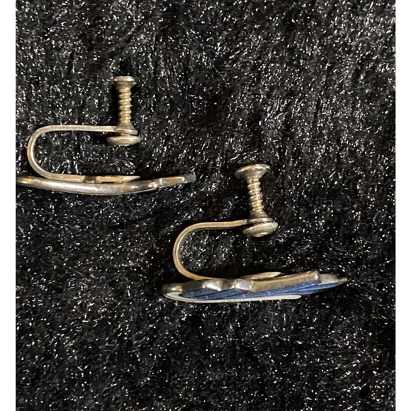 Vintage Margot De Taxco Silver Blue and White Enamel Necklace and Earring set - Picture 7 of 13